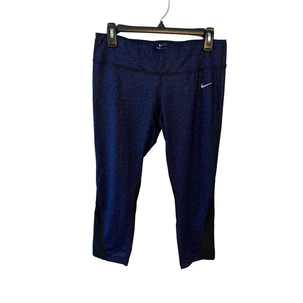 Nike DriFit blue and black patterned cropped leggings - L
